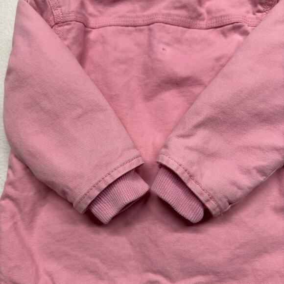 Carhartt Toddler Girls 18M Duck Canvas Jacket Sherpa Lined Hooded Insulated Pink - Picture 7 of 11